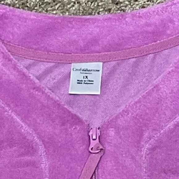 Croft & Barrow Pink Short Plush Short Sleeve Robe/Cover Up – 1X - Picture 3 of 3